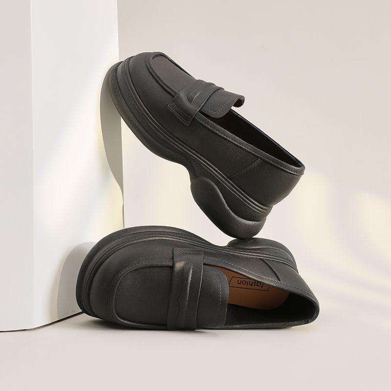 Women'S Loafers Shoes Round Toe Leather Casual Platform Ladies Pumps Spring Non Slip Comfortable And Elegant Chic Point 39 On