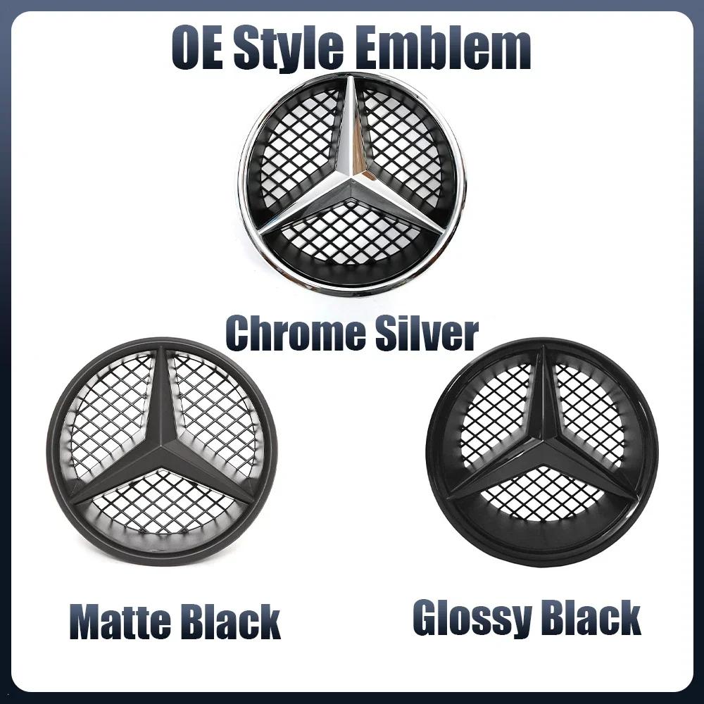 C200 E200 For Mercedes Benz For Mercedes Benz Chrome Silver And Gloss Black OE Style Front Grill Star Emblem Chrome Logo Badge