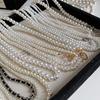 French round long multi-layer pearl ingot necklace temperament collarbone chain sweater chain necklace jewelry women