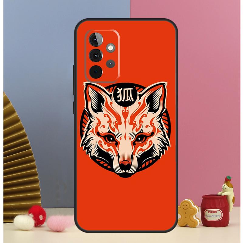 Japanese Kitsune Fox Mask Case For Samsung Galaxy A15 A35 A55 A54 A34 A14 A52 A32 A12 A13 A33 A53 A17 A16 A26 A36 A56