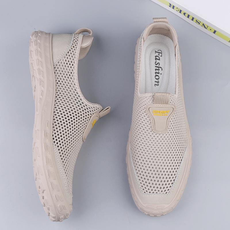 Nowe oddychające buty męskie z siateczki, lekkie, codzienne, męskie, buty do chodzenia, wsuwane, mokasyny, drążone, trampki, miękkie, letnie, płaskie buty