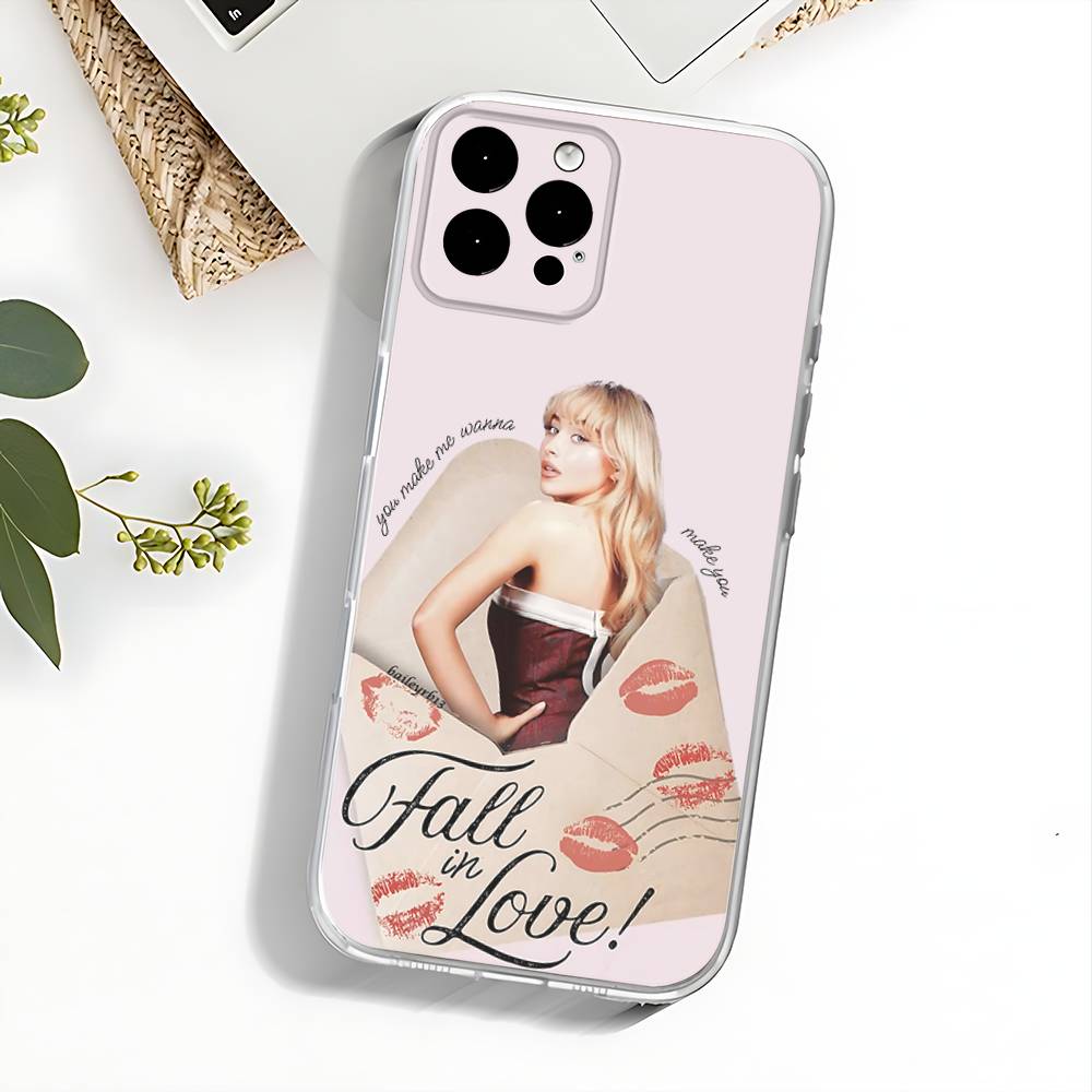 Obal na telefon Singer S-Sabrina Carpenter Pro iPhone 17,16,15,14,13,12,11 Pro,Max,Plus,X,XS,XR,SE4,E Mini Transparentní Měkký Kryt