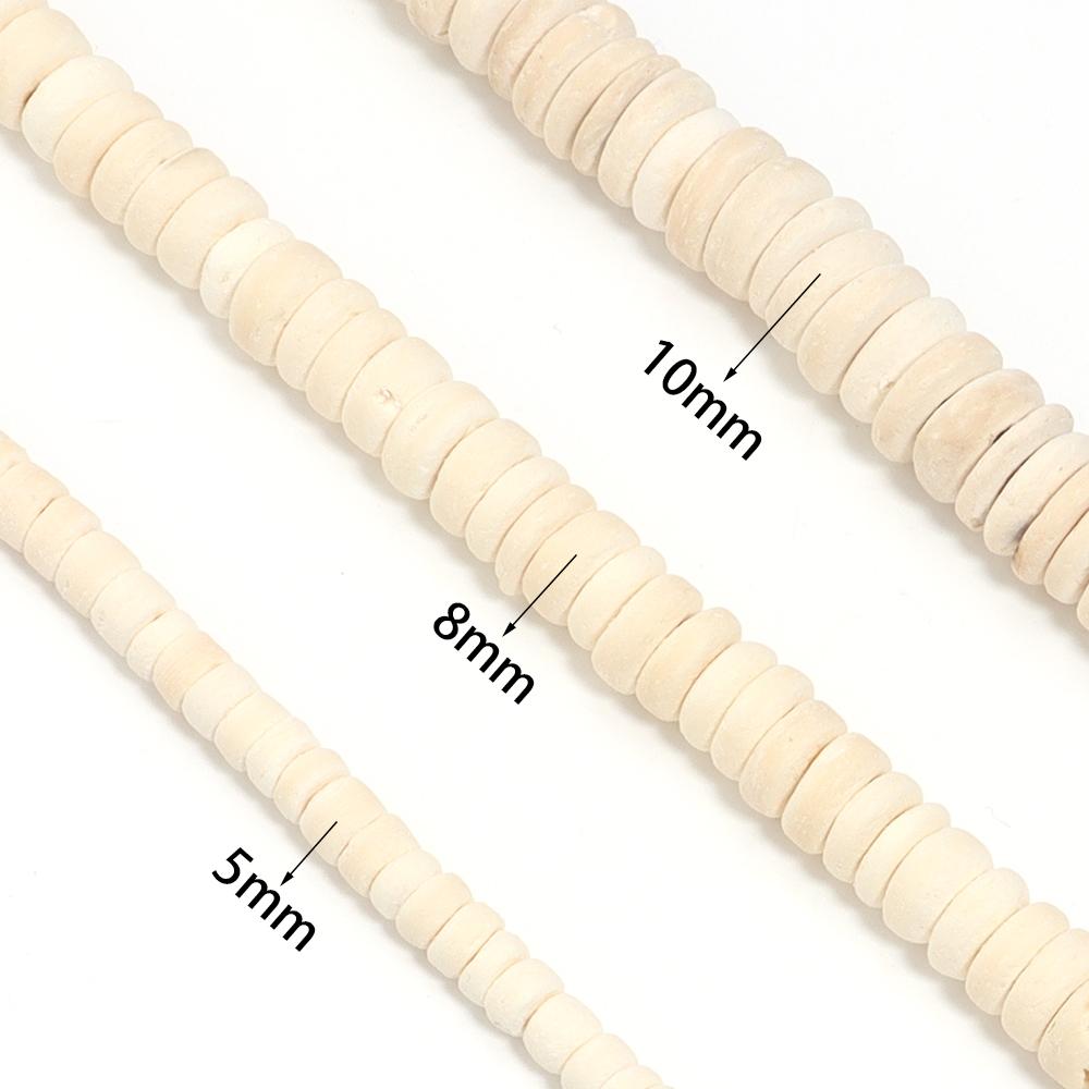 1/3 Strand 5 8 10mm Natural Wooden Beads Coconut Shell Loose Spacer Flat Round Wood Beads For DIY Jewelry Bracelet Necklace Gift