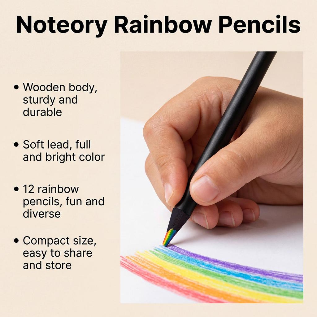 Noteory Multi-Color Rainbow Pencil for Doodling and Painting