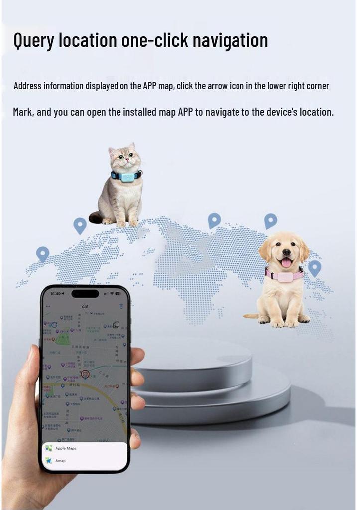 In-Stock Smart Cat Positioning Collar for Apple & Android - Dual System Bluetooth Pet Tracker