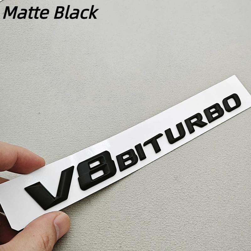1Pcs 3D ABS Chrome Logo V8 BITURBO Emblem Car Fender Side Badge Decal For C63S C63 E63 G63 G500 Sticker Accessories