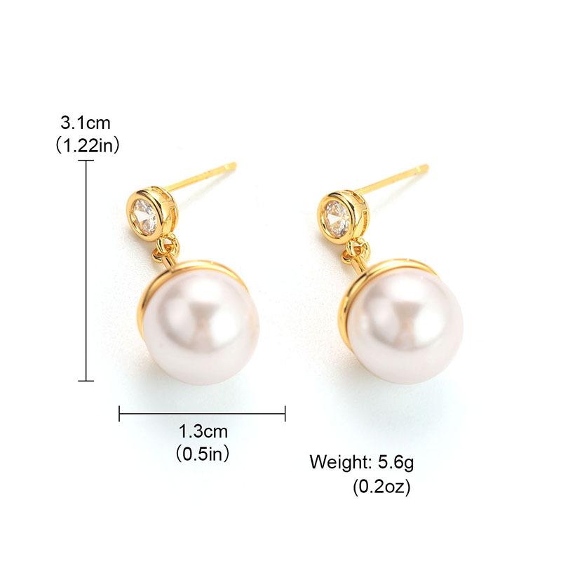 Elegant French retro pearl earrings niche design temperament round zircon high-end light luxury network explosive earrings