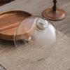 Wooden High Footed Cake Tray Dim Sum Dish Dessert Plate Cake Stand Fruit Bowl Bread Plate Show Plates Dust Proof Glass Cover