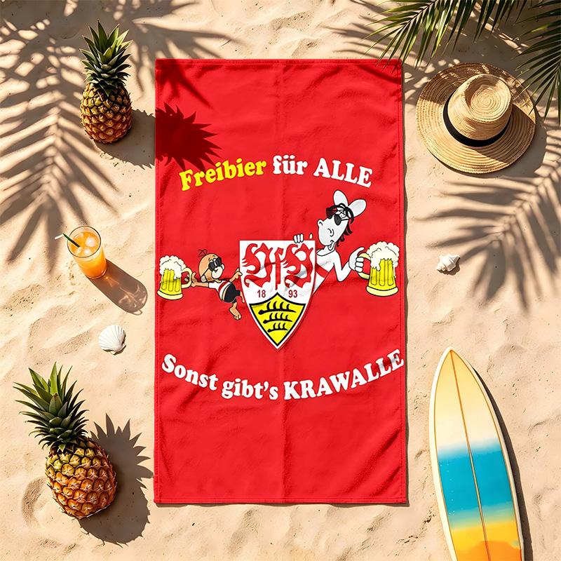 VfB Stuttgart (1) Theme Beach Towel Sand Resistant Soft And Comfortable Suitable For The Pool Camping Yoga And Diving A Travel Essential