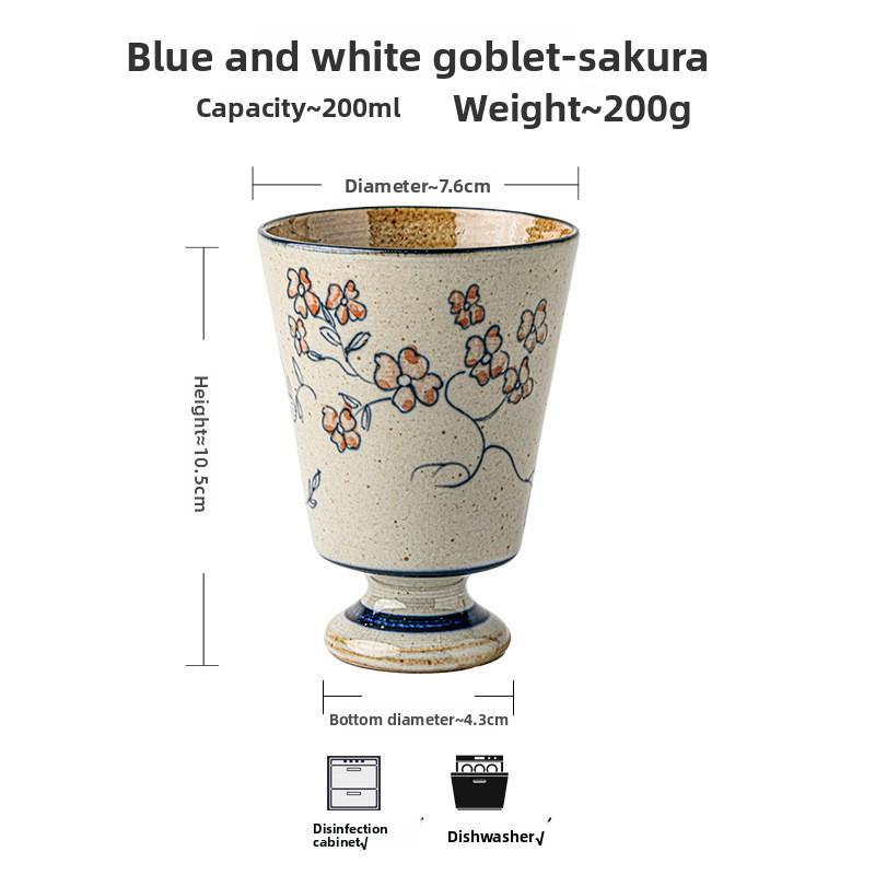 

Hand Painted Stoneware Stem Mug Artistic Handcrafted Master Cup for Coffee Tea Ceremony Collection Display Gift 200ml