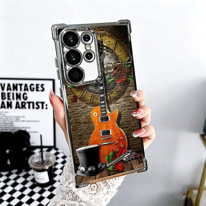 Band G-Guns N R-Roses Plating Phone Case For Samsung Galaxy S24 S25 FE S26 Edge S23 Ultra S22 S21 Plus S20 Anti-Fall Airabag Cov