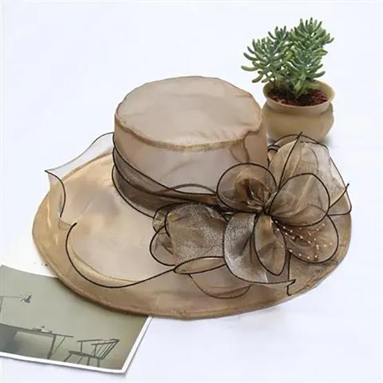 WTEMPO Цветочные широкополые винтажные женские шляпы для чаепития, летние пляжные шляпы от солнца, однотонные, дышащая сетка, элегантные большие шляпы 1pc хаки