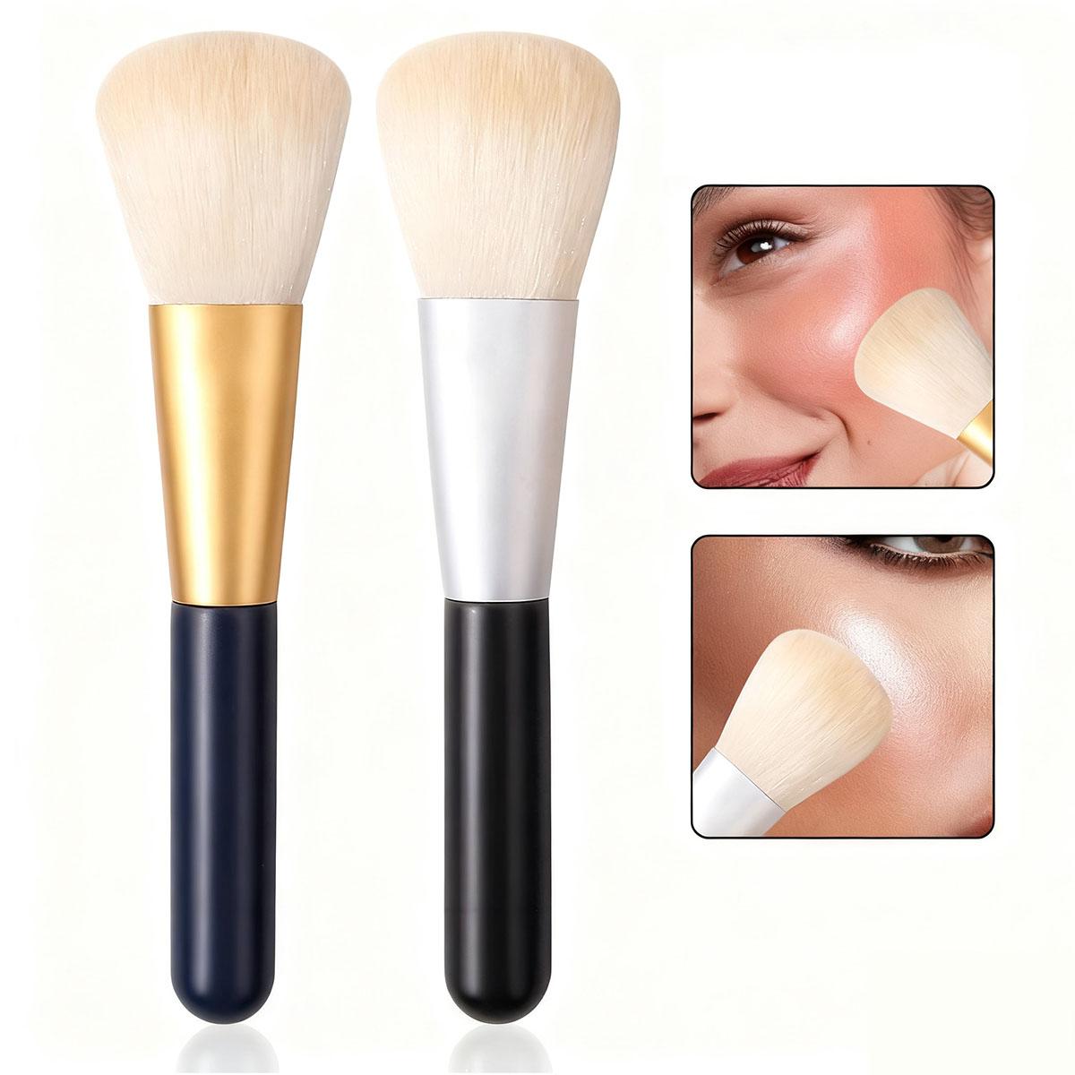 

2pcs High-end makeup brush set, blush brush, powder brush, contouring brush, synthetic fiber, wooden handle makeup tools чёрный
