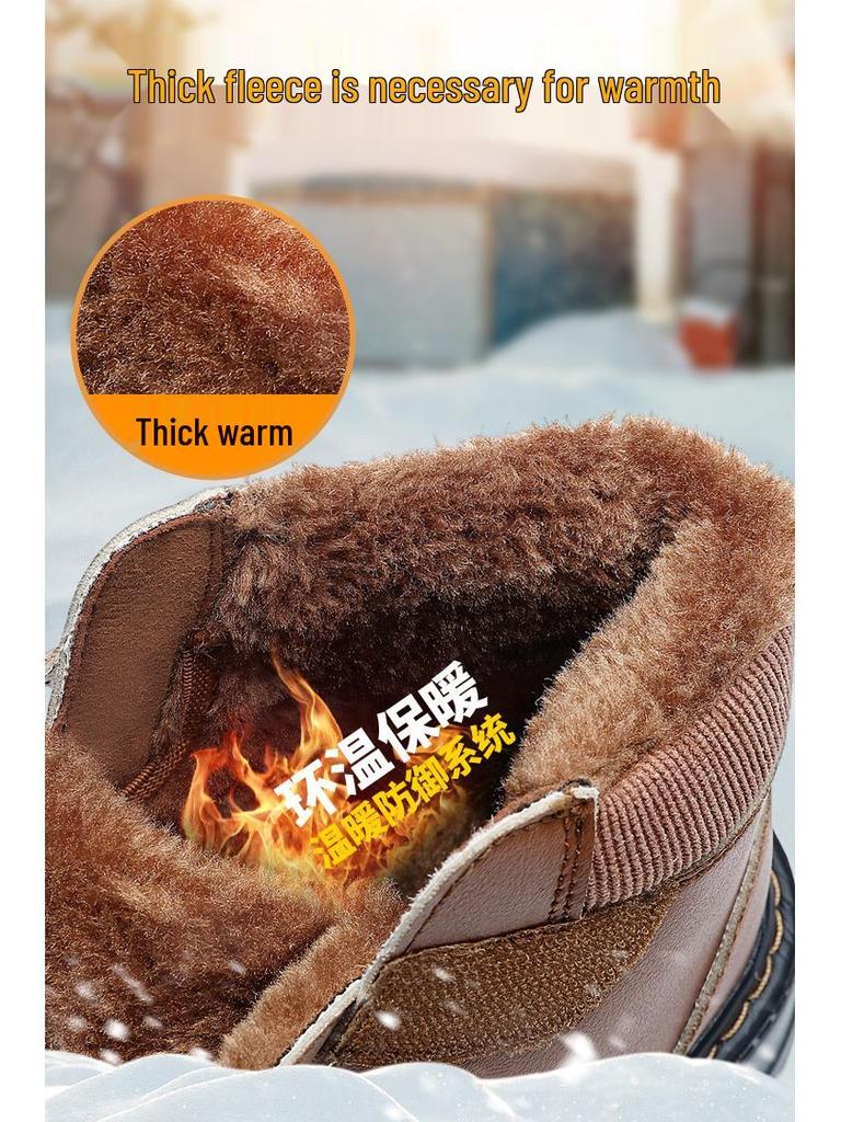 Waterdichte Jongens Martin Boots - Nieuwe Warme, Antislip, Velours Gevoerde Katoenen Schoenen voor Middelgrote en Grote Kinderen.