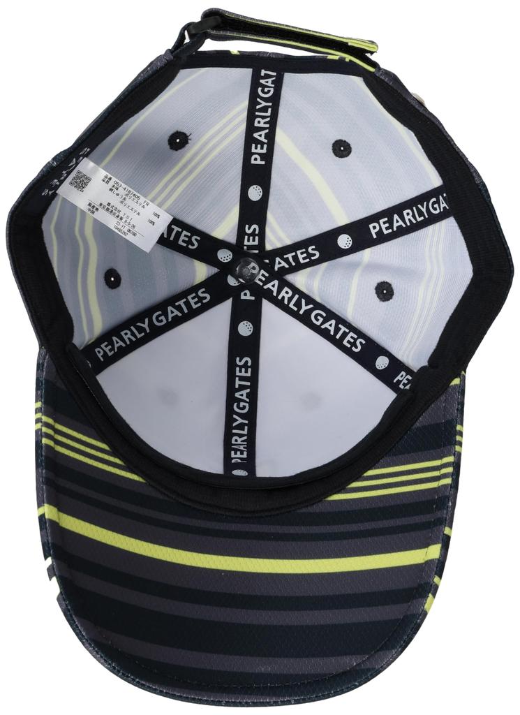 [PEARLY GATES] Unisex Cap (Multi-border Pattern, Size Adjustable)  Golf Hat  053-4187405 021Gray X Lime FR