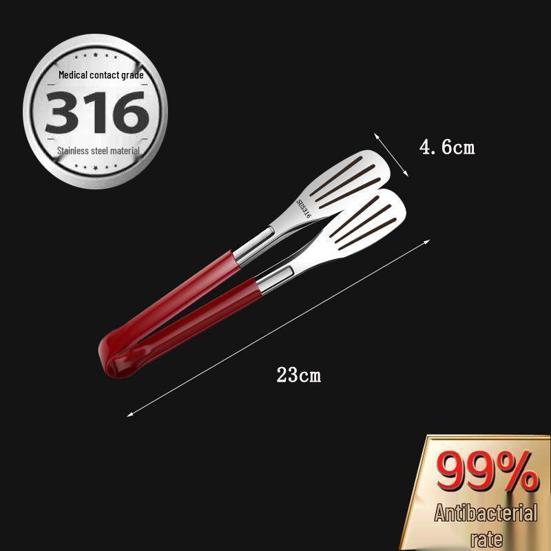 Extra Thick 316 Stainless Steel BBQ, Roasting, and Baking Food Tongs 1 piece (Exquisite)