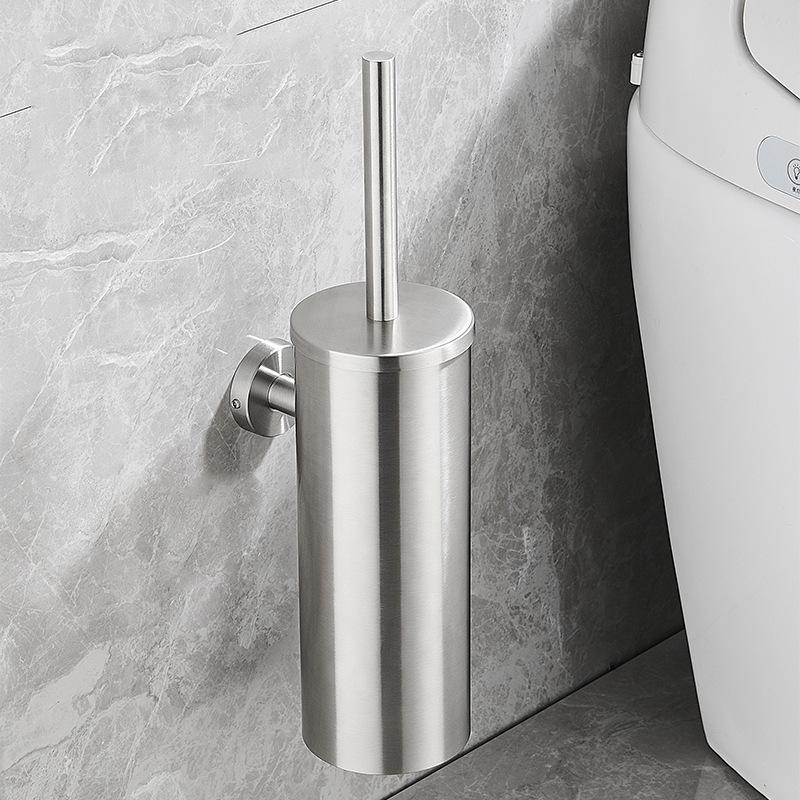 304 Stainless Steel Floor-Standing Toilet Brush with Punch-Free Wall Mount & Deodorizing Long Handle