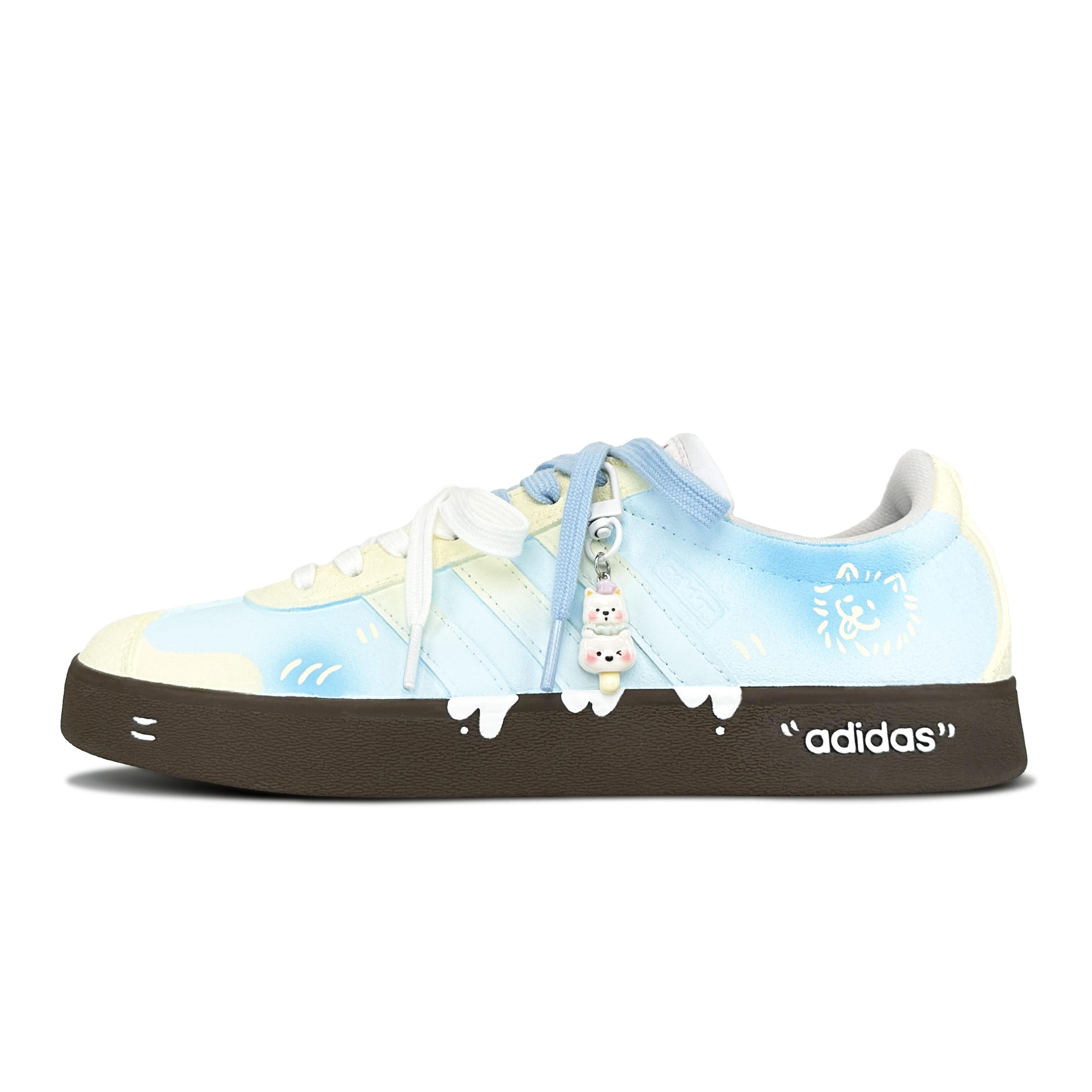 

Adidas VL COURT 2.0 Puppy Ice Cream Abrasion Resistant Low top Skateboard Shoes Unisex Blue White JS3003(Team879-) 42