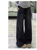 Women's Plus-Size Black-Gray Wide-Leg Jeans with Velvet, Slimming, Loose Fit for Autumn and Winter