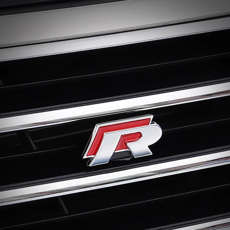 RUNTB1 VW 2026 Hot 3D Metal R Grille Badge Rear Tail Trunk Emblem Decal Stickers For Volkswagen VW Polo Passat Golf Jetta Tiguan Sagita