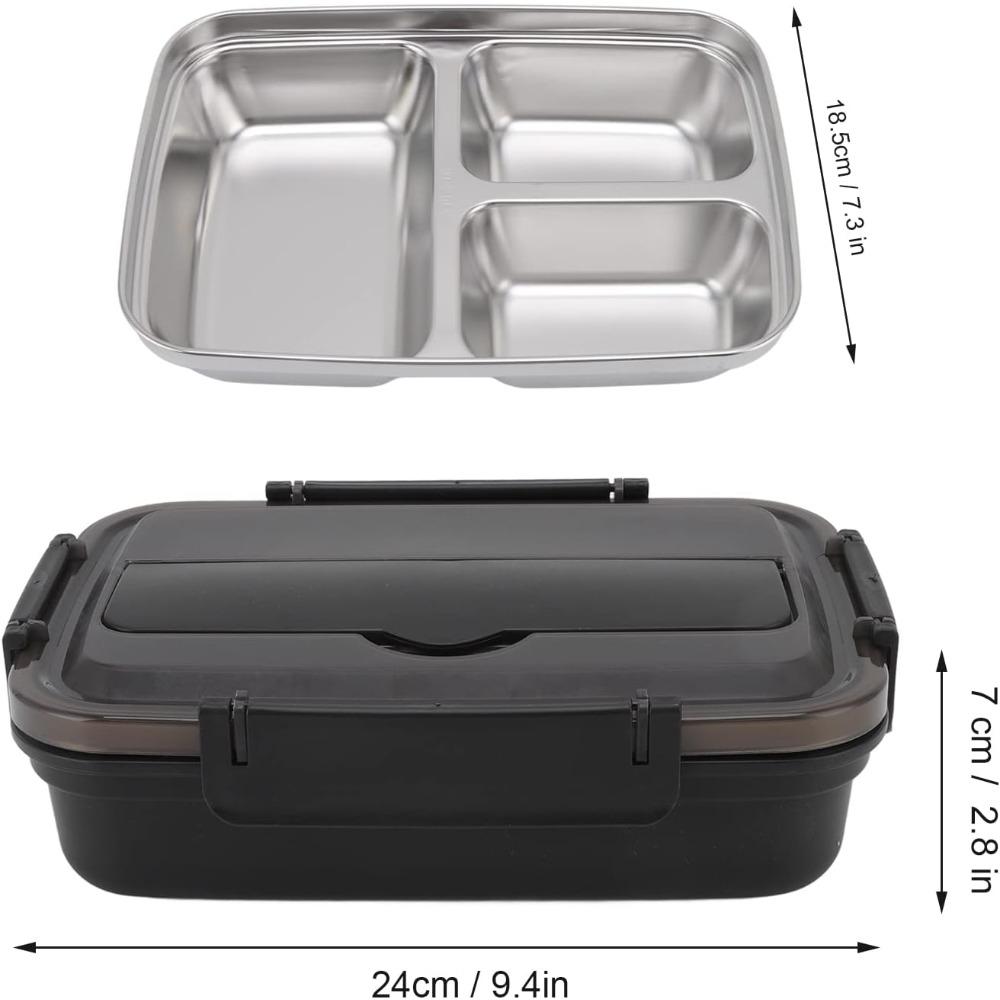 Lunch Box with Compartment Stainless Steel Liner Matching Spoon Chopsticks Thermally Insulated Portable Outdoor Bento Container