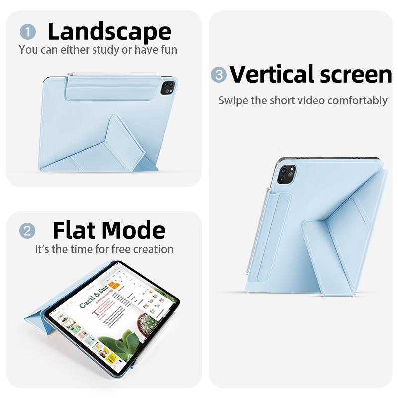 Etui do iPad Air 4/5/6/7(10,9/11-calowy)! Magnetyczne zamknięcie, dwustronne etui typu folio, składane w kształcie litery Y, wielokątne, inteligentna osłona z funkcją automatycznego wybudzania/usypiania