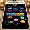 Flannel BlanketBlox Fruits Custom Name Text Personalized Soft Warm Throw Blanket Home Decor Gift