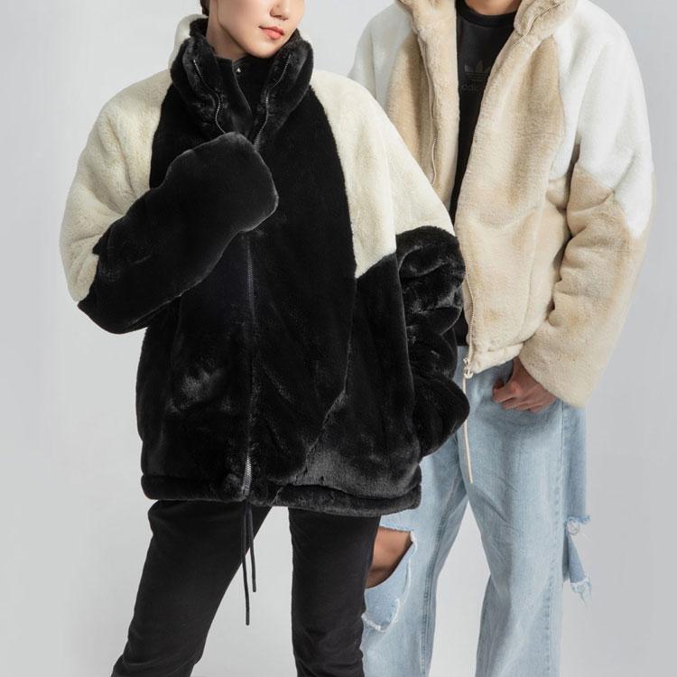 Adidas Originals Trefoil Speed Fur Fleece-Lined Casual Sports Jacket Unisex Jacket Brown HF0702