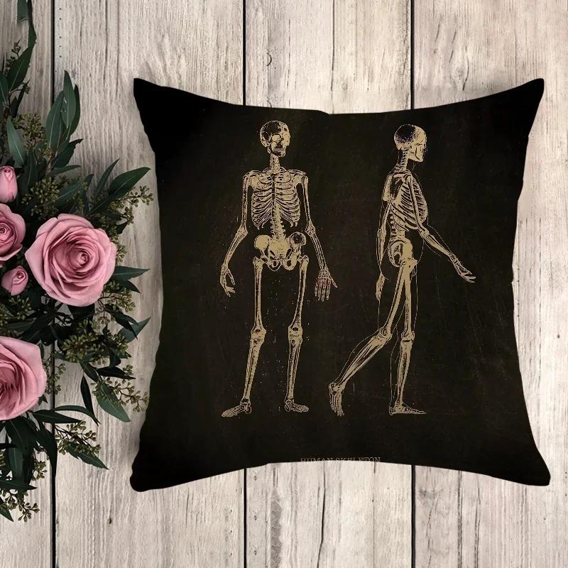 Decorative Pillowcase Anatomical Skeleton Fall Pillow Cover Cushion Covers for Bed Pillows Pilow Cases Cushions Home Decor
