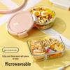Wushengwu Dual-Compartment Glass Lunch Box with Cutlery Set