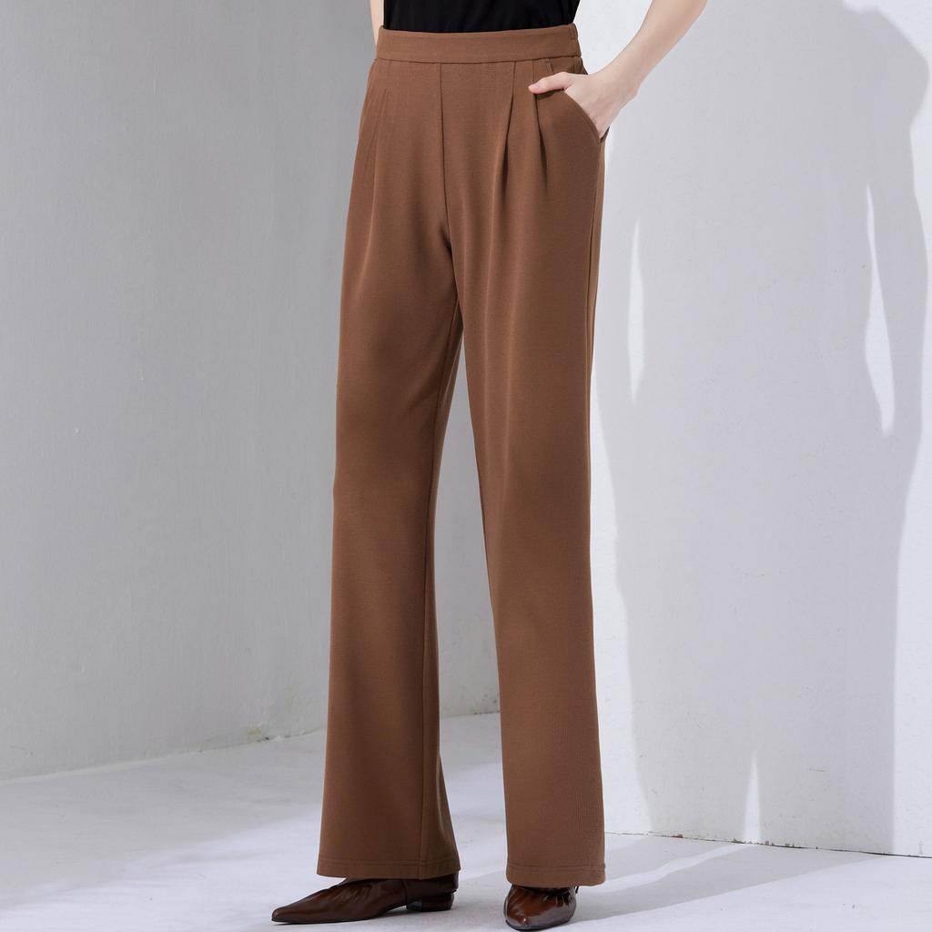 Simple and neat pleated design pants for women in summer, slim and high waisted versatile casual pants