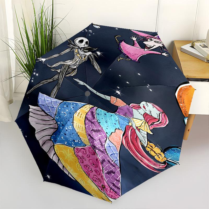 

Nightmare Before Christmas Themed Automatic Opening and Closing Umbrella, Brightly Colored 8-rib Portable Umbrella, Suitable for Men and Women, A Perf