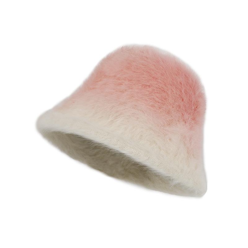 Rabbit Mao Mao Bucket Hat 2025 New Women's Autumn and Winter Big Head Circumference Temperament Warm Fluffy Bucket Hat Shows Small Face