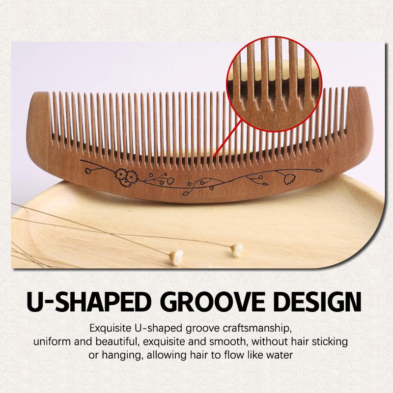 New Anti-Static Handcrafted Natural Peach Wood Hair Comb Head Massage Sandalwood Comb Hair Care Diy Styling Tool