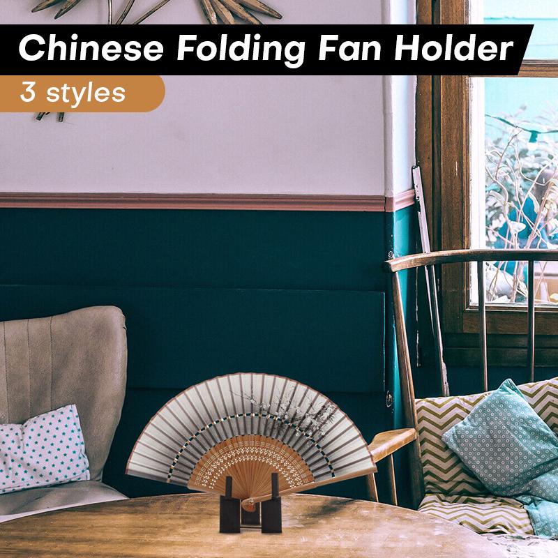 

2 Pcs Fan Holder Base Chinese Style Fan Holder Japanese Fan Stand Fan Frame Wooden Stand Folding Fan Display Home Party Decor