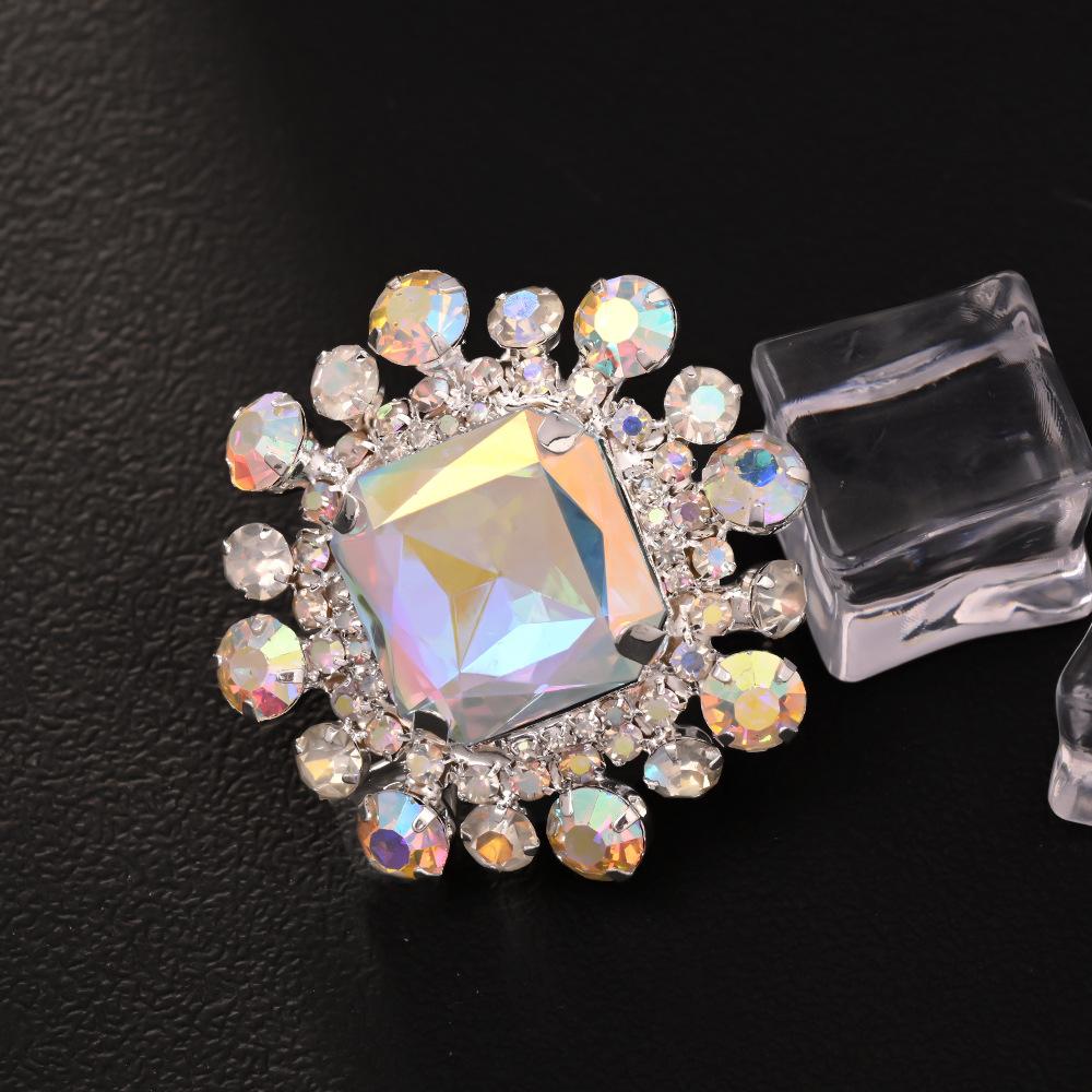 

New Premium Statement Ring - Square Colorful Open-end Adjustable Ring One size fits all срібний