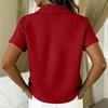 Ladies' Fashionable Casual Button Cotton Linen Short Sleeved Shirt Top