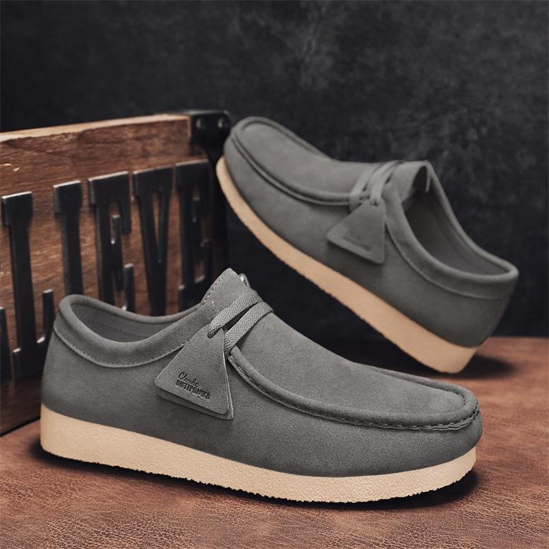 Fashion Suede Loafers Shoes For Men Grey Casual Shoes Men Platform Slip-on Men's Driving Shoes Lightweight Versatile Mens Shoes