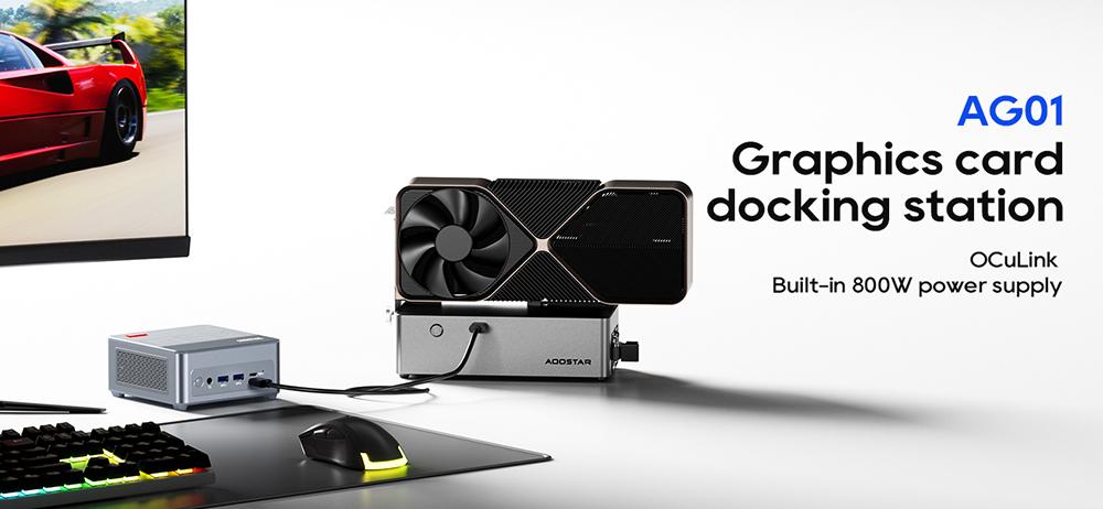 Dock eGPU AOOSTAR AG01 con Porta Oculink, Alimentatore Integrato da 800W, Ampia Compatibilità Supporta Interfaccia TGX Hot-swap Spina EU