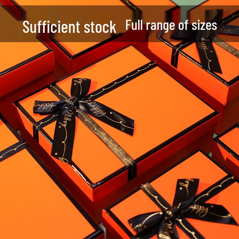 Orange Gift Box with Exquisite Bow for Cosmetics, Lipstick, and Perfume Packaging