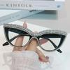 Men Anti Blue Light Far Sight Eyeglasses Cat Eye Diamond Studded Reading Glasses Personalized Luxury Women Presbyopia Glasses