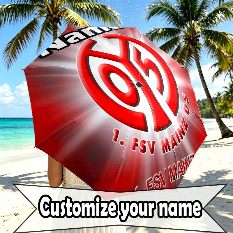 Custom Name Personalized 05 1FSV Mainz 05 Print Umbrella, Auto Open Close, 8‑Rib Sturdy Frame, Commute Camping Hiking Use, Birthday Gift