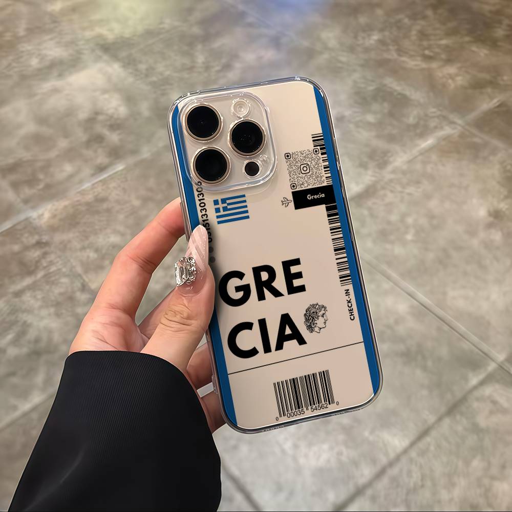Funny World City Tourist Ticket Label Phone Case For iPhone 17 16 15 14 13 12 11 Pro Max Plus Mini Clear Soft Shell Thin Tpu
