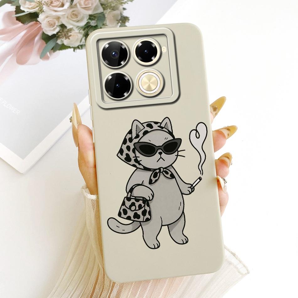 For Infinix Note 40 Pro 4G 5G / Note 40 Pro+ / Note40 X6853 Cute Cat Flower Cartoon Phone Case Soft Silicone Cover Bumpers