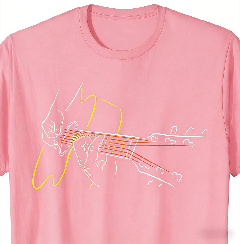 Guitarprinted Cotton Tshirt The Perfect Gift for Guitarists or Bands 2026 Summer New Unisexs and Womens Casual Fashion
