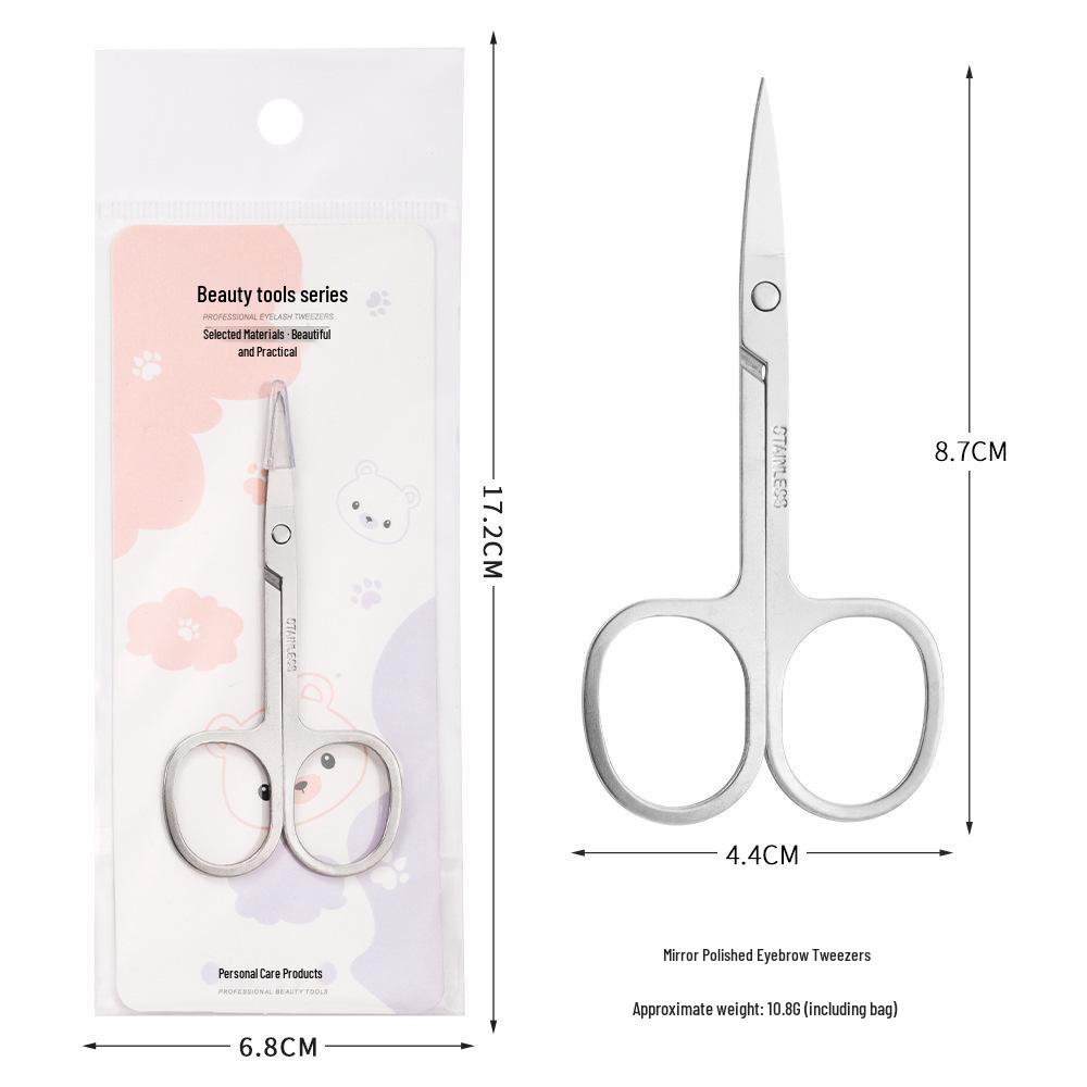 Stainless Steel Round & Sharp Tip Eyebrow & Nose Hair Scissors - Individual Packaging