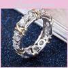 Elegant Geometric Cubic Zirconia Two-tone Ring For Women Gold Plated Fashion Jewelry
