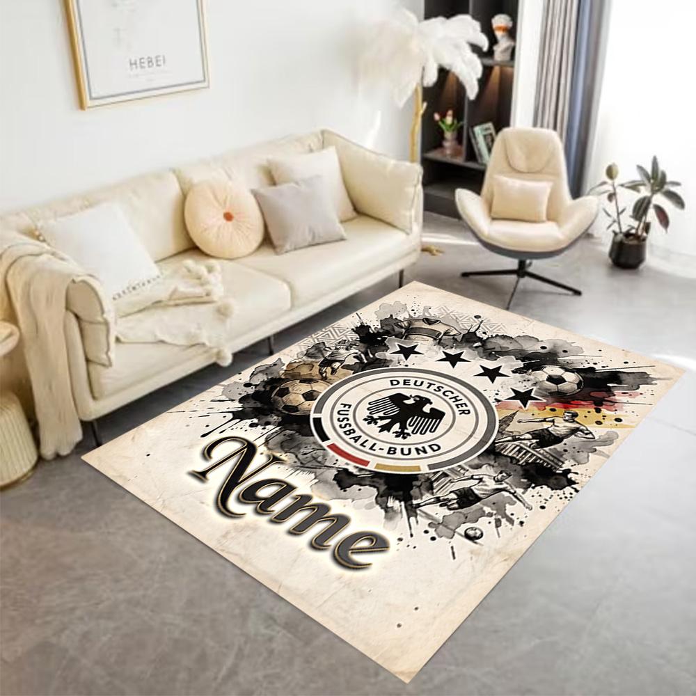 German Football Crest Artwork Floor Rug Office Rug Design for Entryway Playrooms Dining Room Hallway Anti-slip Rug Decorate Offices Gift for Festivals