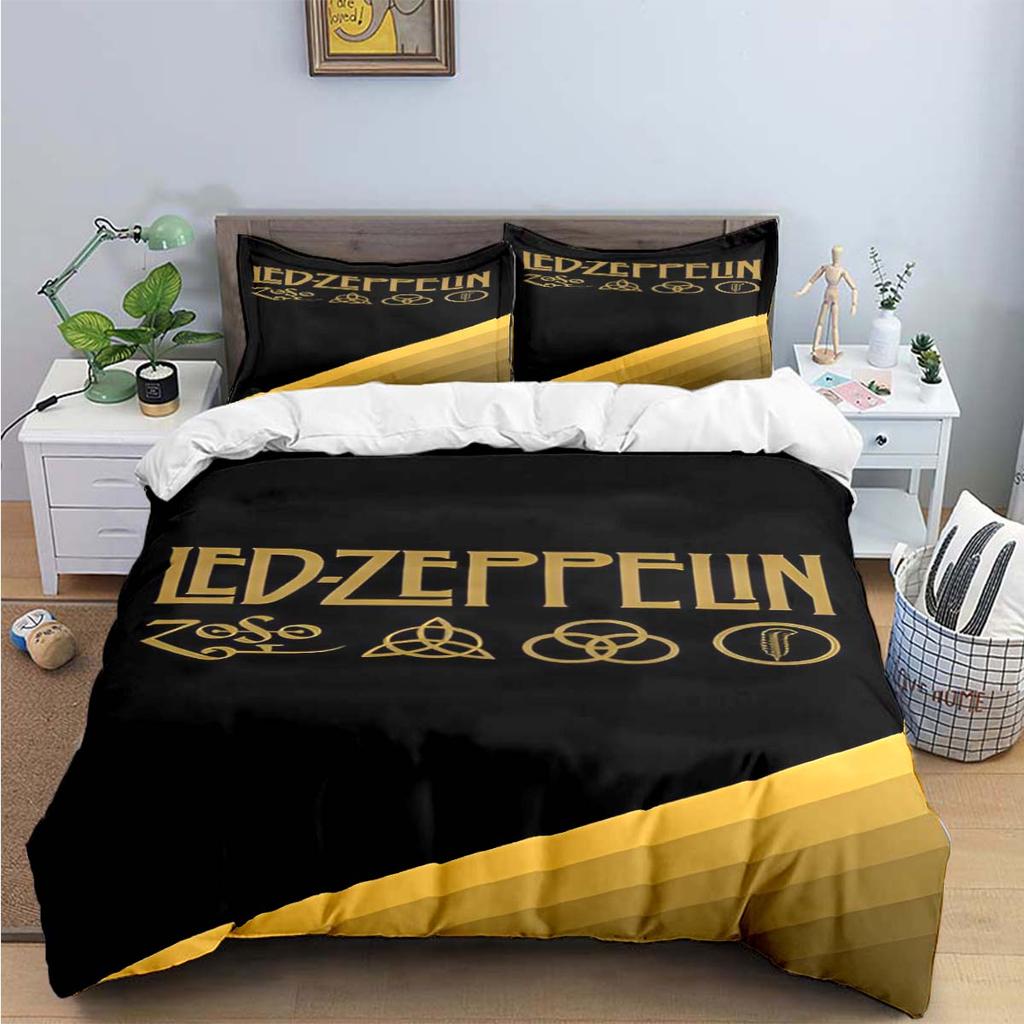 Popový zpěvák L-Led-Zeppelin Potisk Povlečení Exkluzivní Sada Lůžkovin Povlak na Peřinu Sada Přikrývek Povlečení Luxusní Dárek