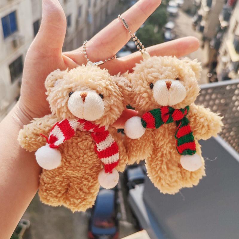 Capybara Christmas Keychain Cute Red Scarf Bear Doll Keyring Hanging Mobile Phones Bag Pendant Christmas Party Small Gifts Decor